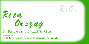 rita orszag business card